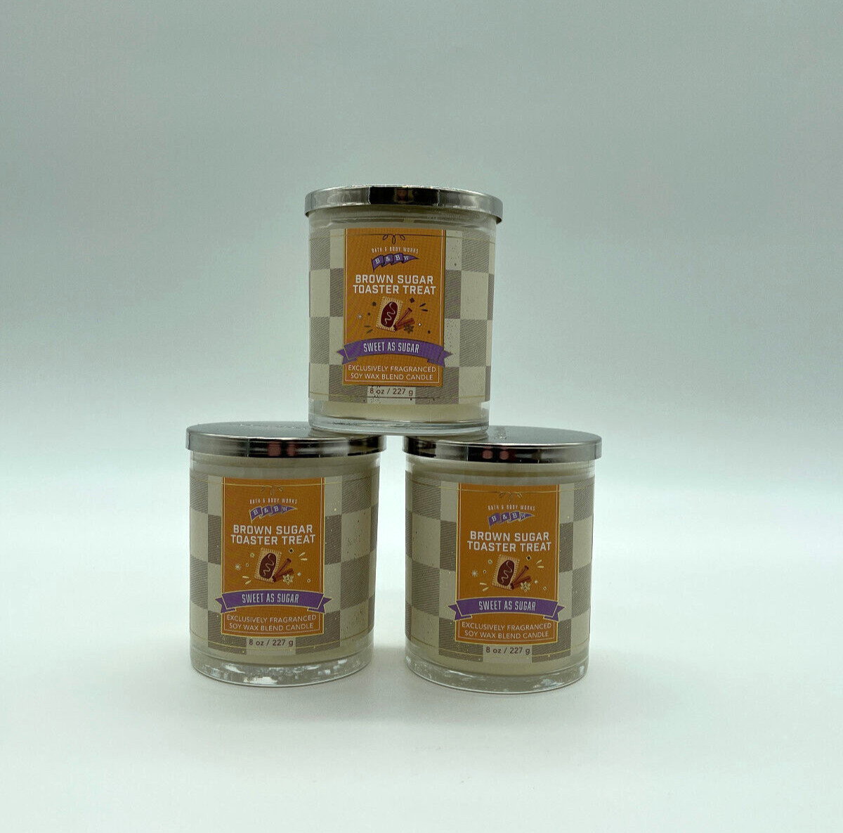 Bath & Body Works Candle Medium Size BROWN SUGAR TOASTER TREAT Set of 3