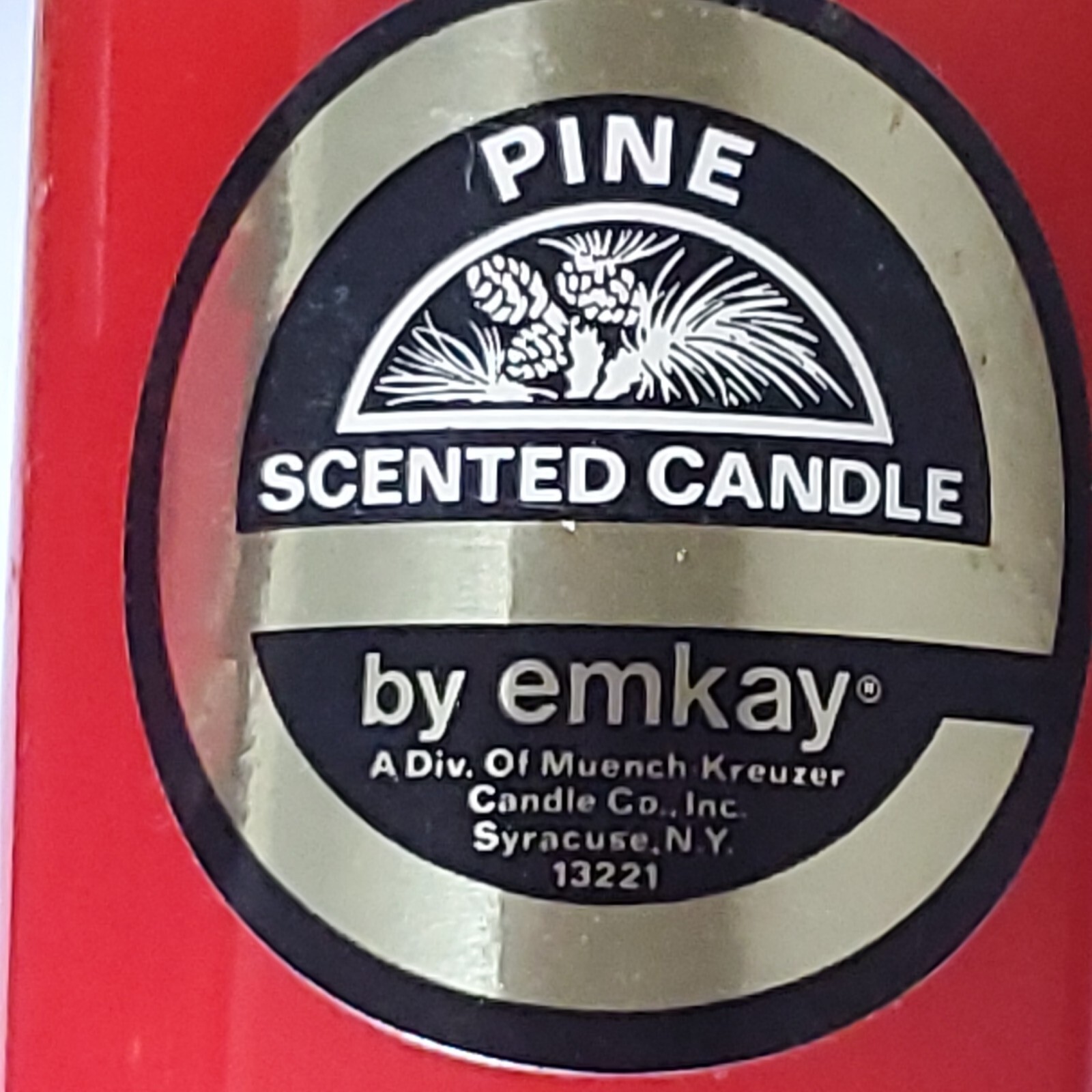 EMKAY Pillar Candle Pine Scented 8″x 3″ Still in Original Plastic Wrap Unfired