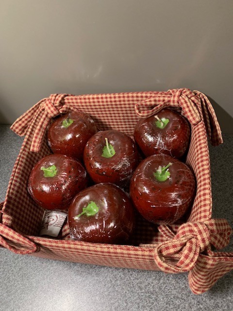 Apple Candles Set of 6 in Basket Farmhouse Country Kitchen Decor