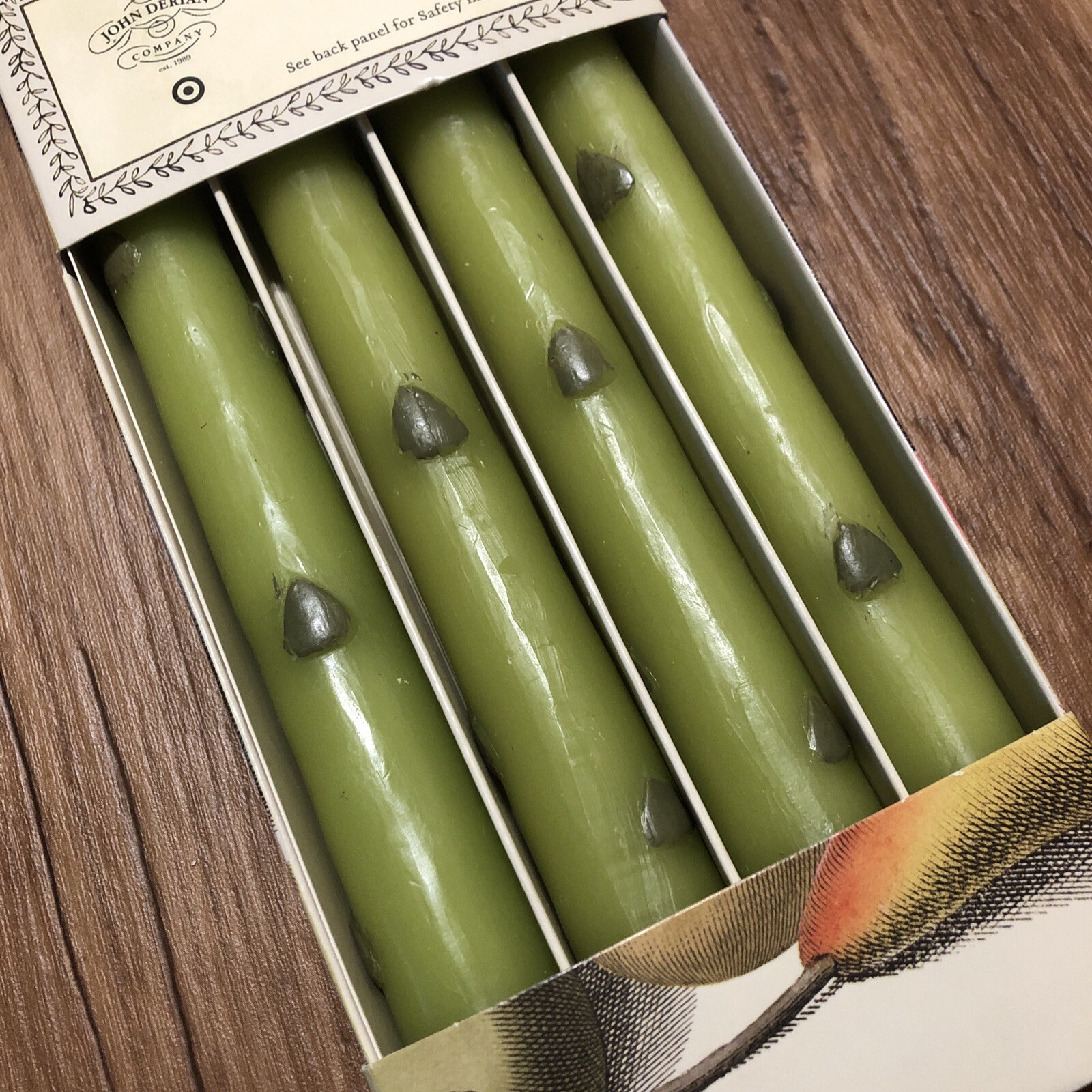 4pk Unscented Asparagus Green Taper Candles John Derian for Target New in Box