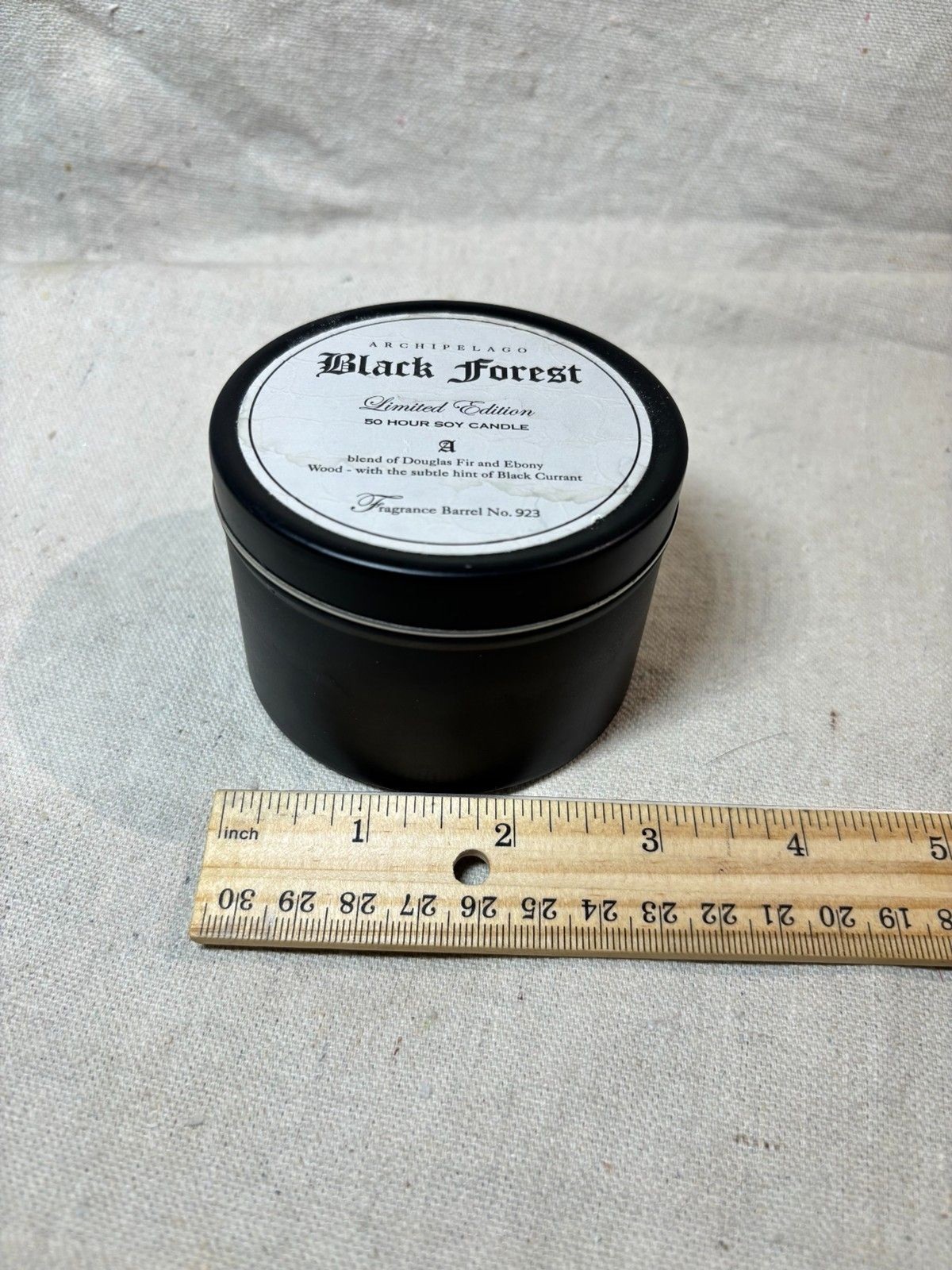 Archipelago Black Forest Candle Unburned Missing Band Fragrance Barrel 923