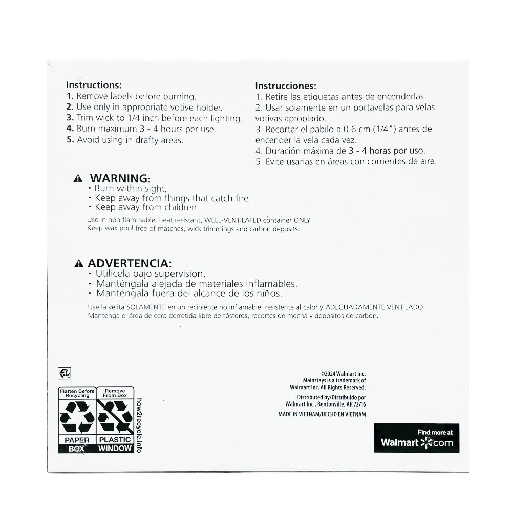 Unscented Votive Candles, White, 16 Count