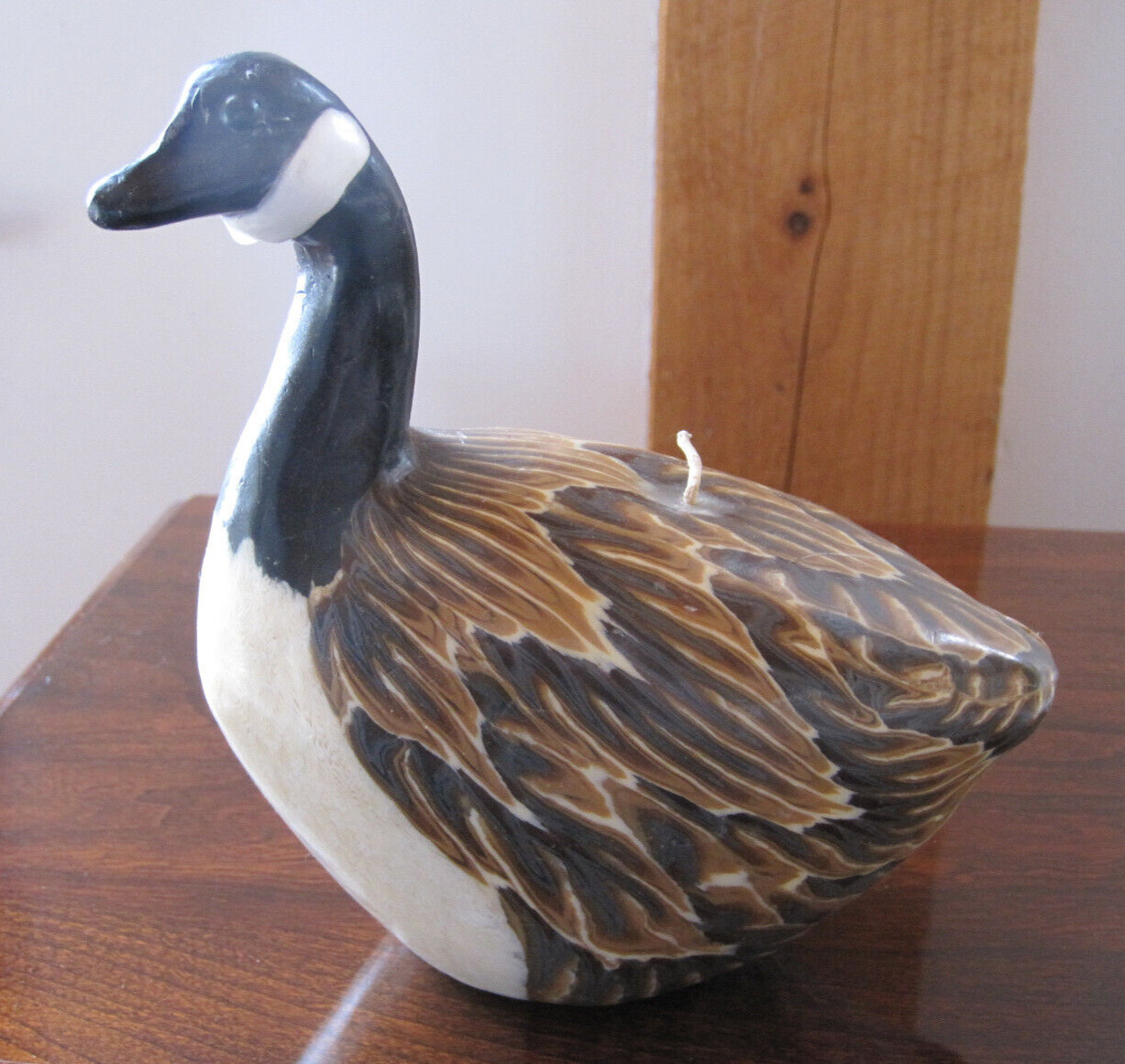 Wax carved candle Canada Goose figure, fall decor