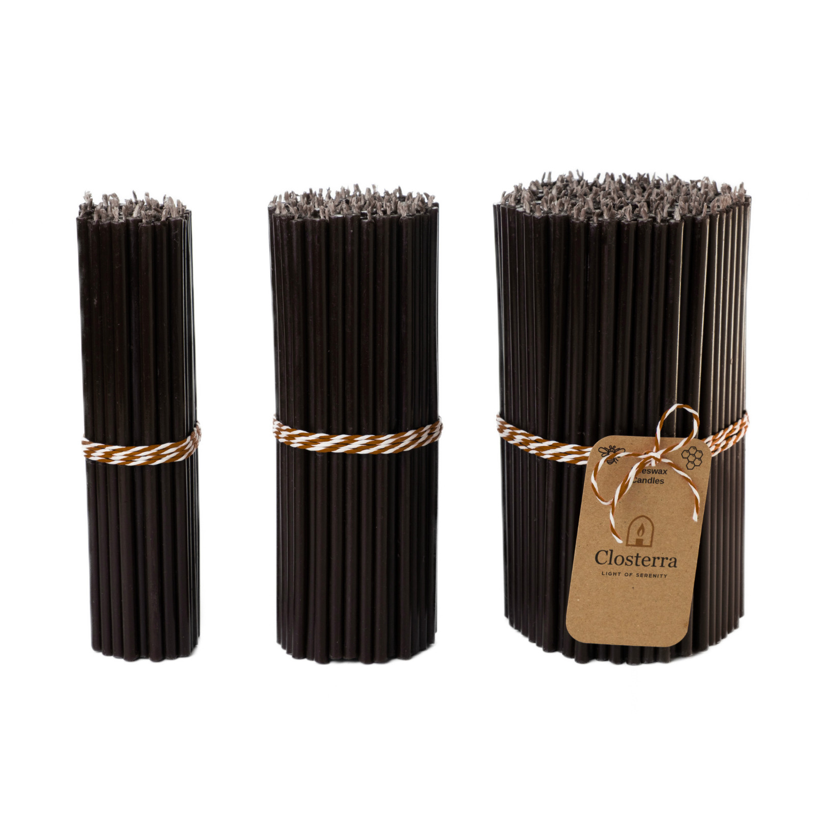 Very Thin Black Beeswax Taper Candles 7.3″ Slim Taper 0.24″ Orthodox Prayers