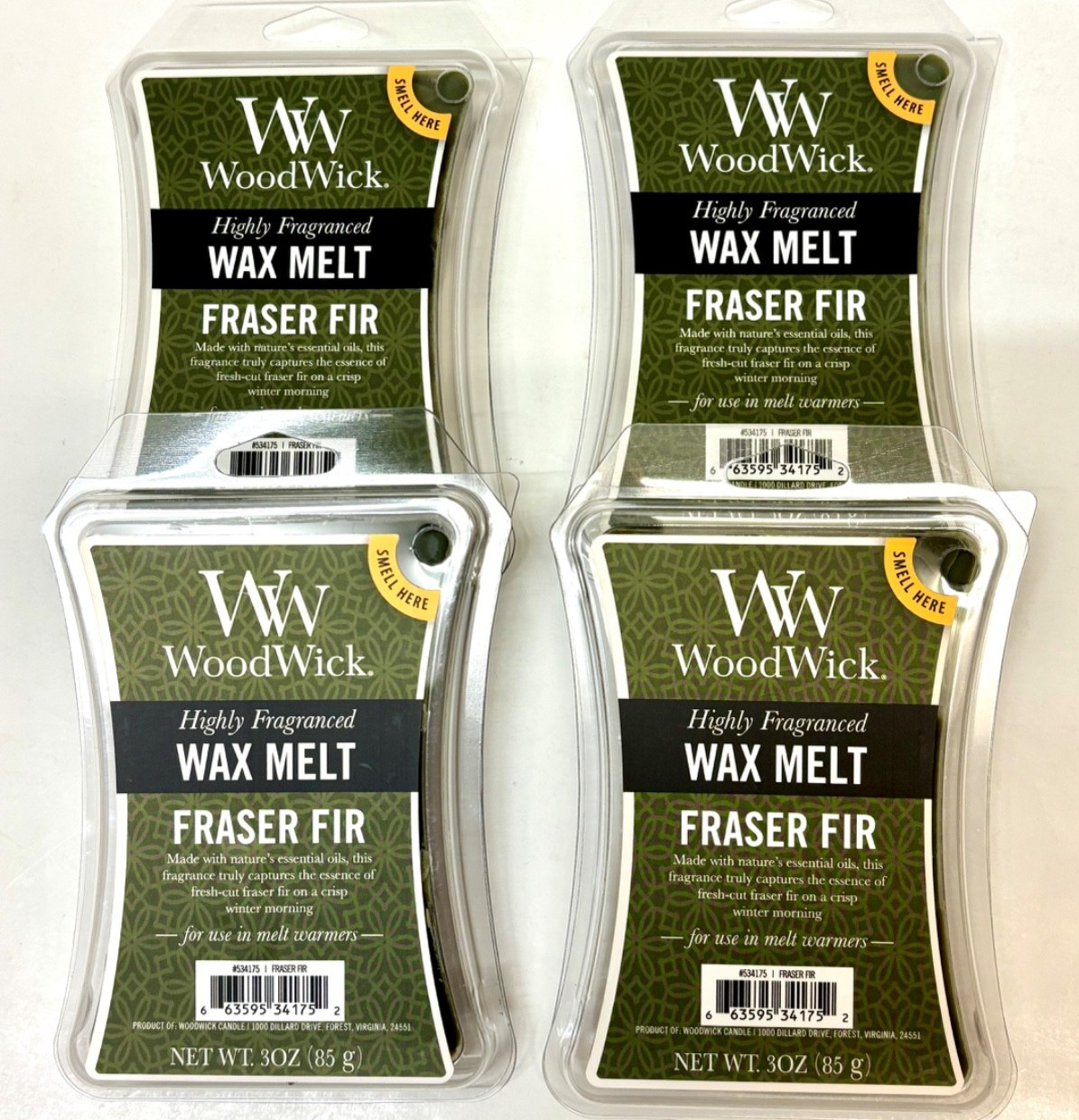 4 Pack WoodWick Highly Fragranced Wax Melts 85g. Free shipping