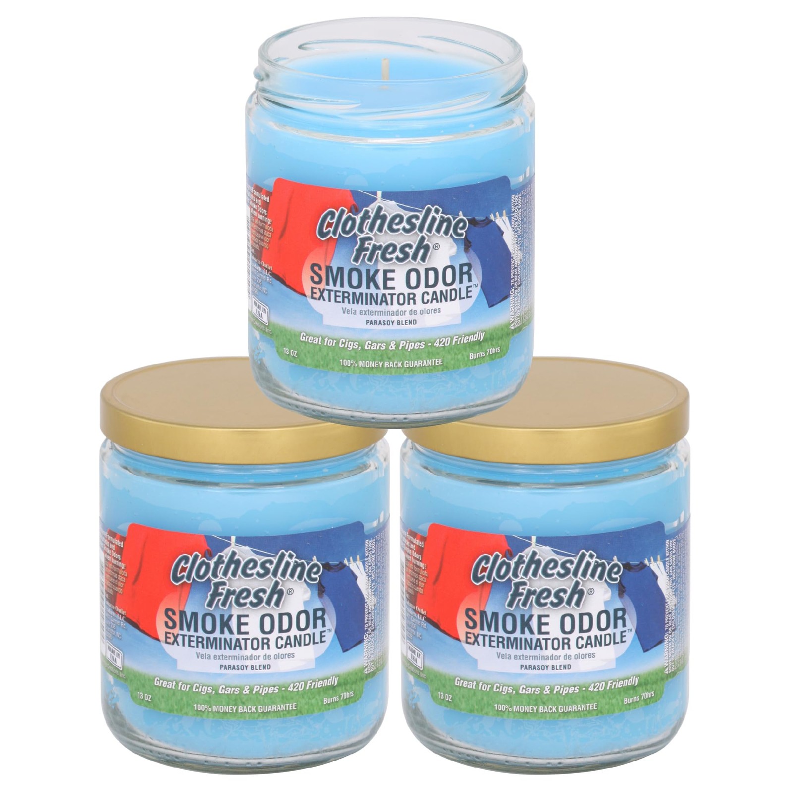 13oz Jar Candles Clothesline Fresh Set of Three Scented Home Decor Wax