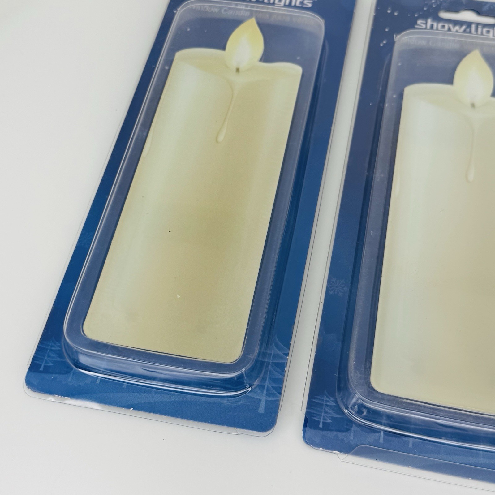 Show Lights Flat Whte Window Candle 7″ Battery Powered Stick On Candles Lot of 3