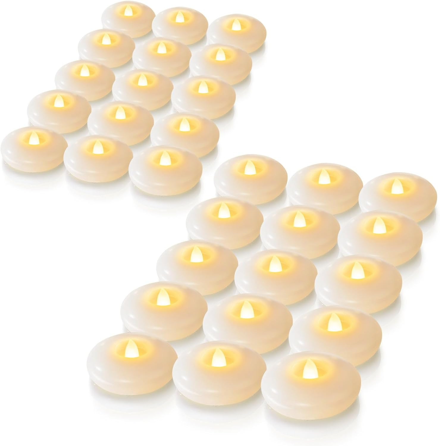 48 Pack 3” Flameless Led Floating Candles, 200 Hour White Battery Operate Waterp