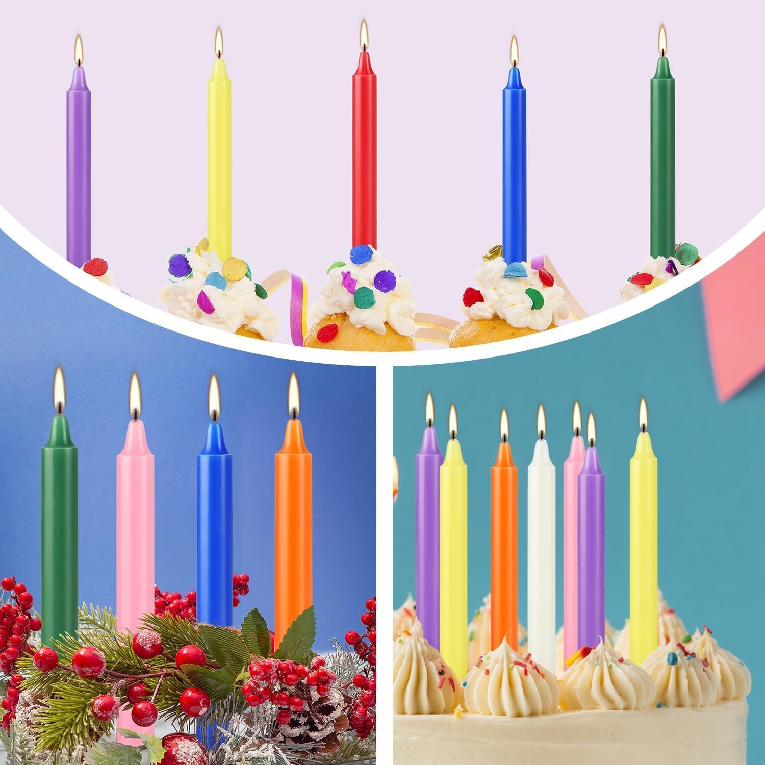 40 Pack Spell Chime Candles-4 Inch Multi-Colored Taper Candles Sticks-for Hom…
