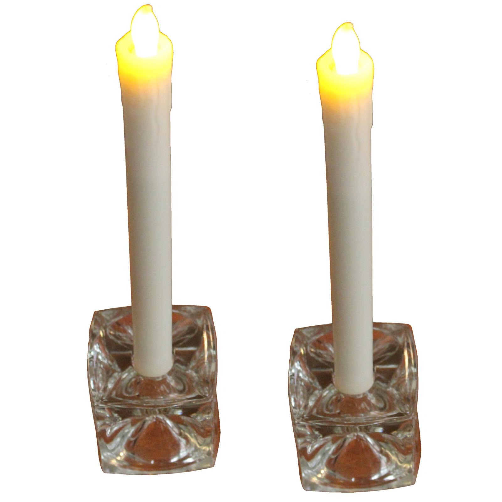 2 BATTERY OPERATED LED TAPERED CANDLES w/ FLICKERING LIGHT BULBS! BRAND NEW!
