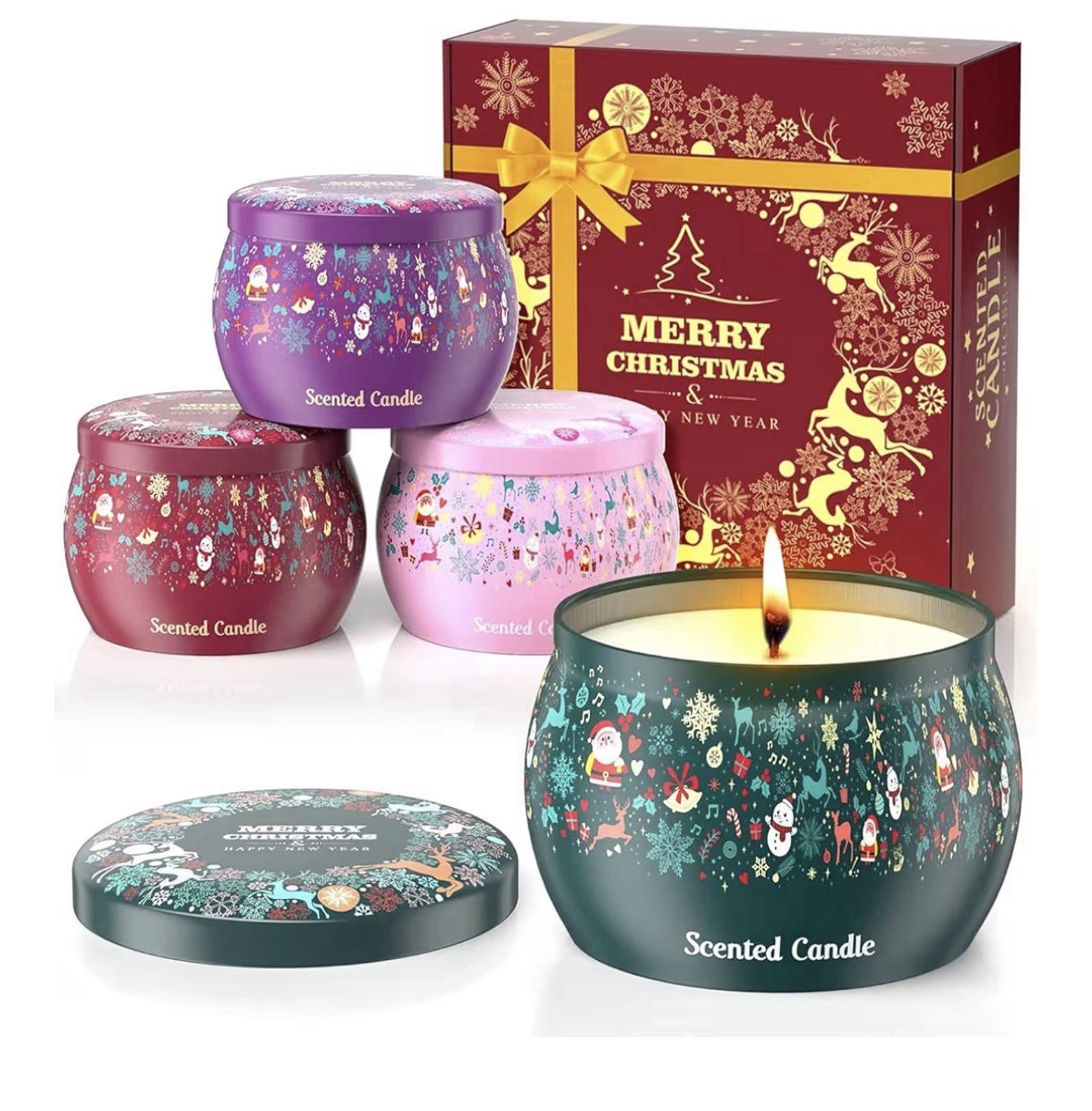 4-Pack 4.4 oz Each Aromatherapy Scented Candles Stress Relief 120 Hours Gift Set