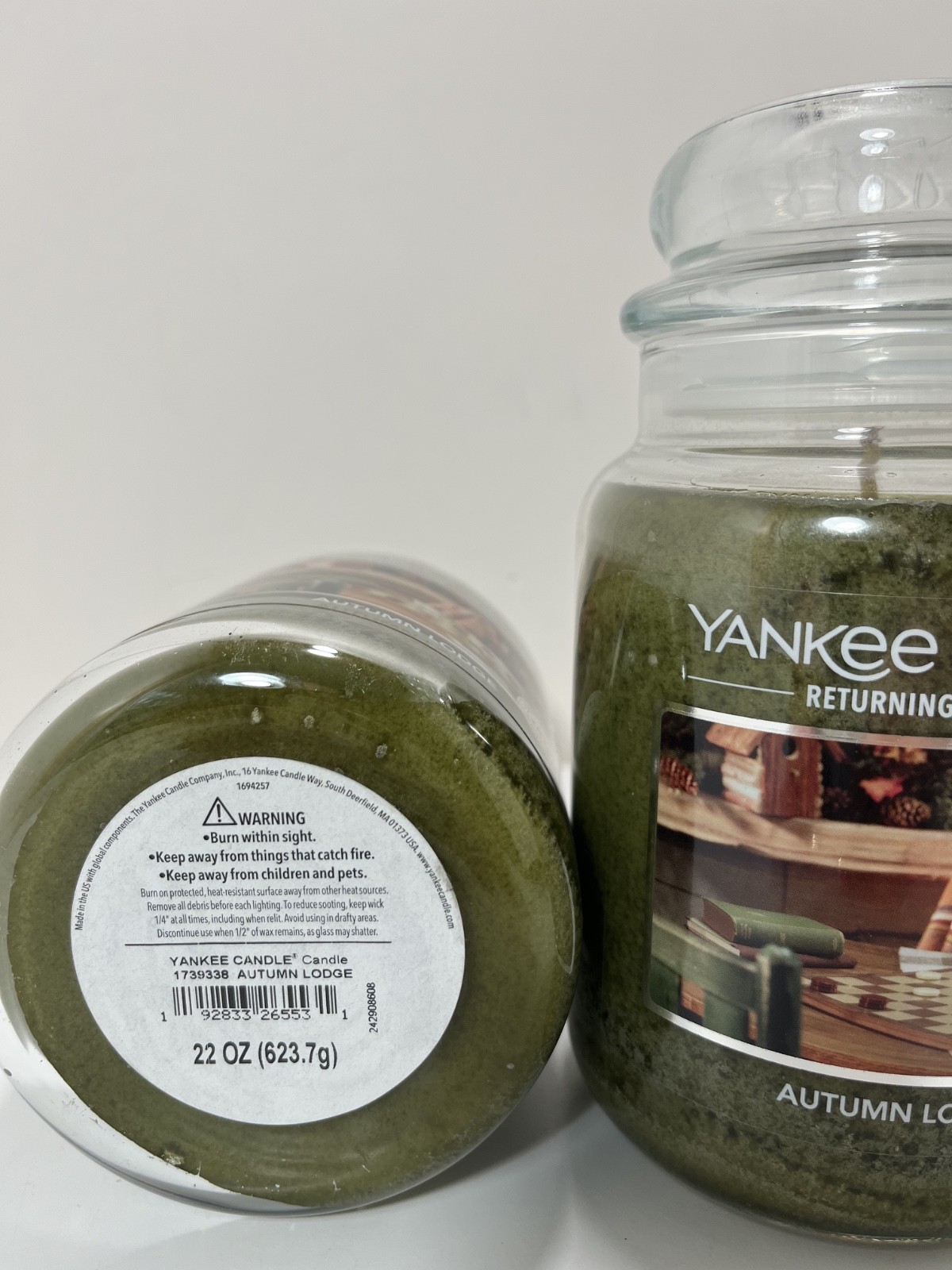 Lot Of 2 Yankee Candle AUTUMN LODGE 22oz Large Jar CANDLE 1739338 – NEW
