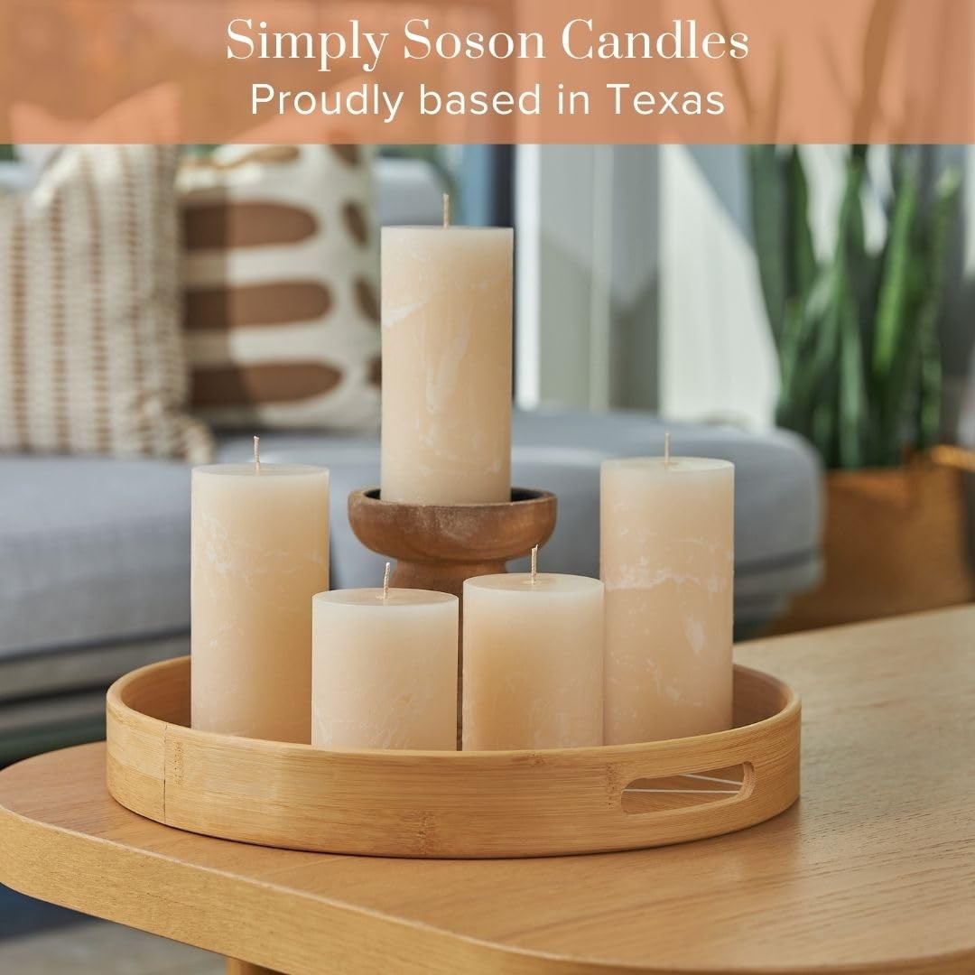 Simply Soson 3×4 Ivory Rustic Pillar Candles Bulk, Dripless Clean Long Burning C