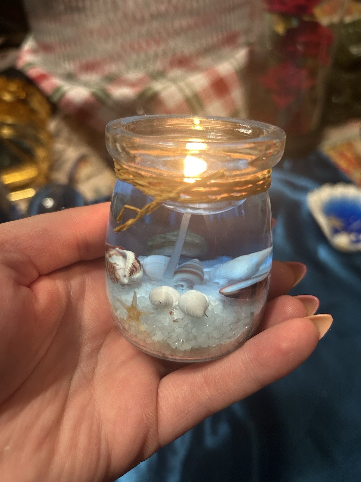 Handmade Ocean Florida Gel Candle Soy Wax Real Seashells, Sea Salt & Starfish