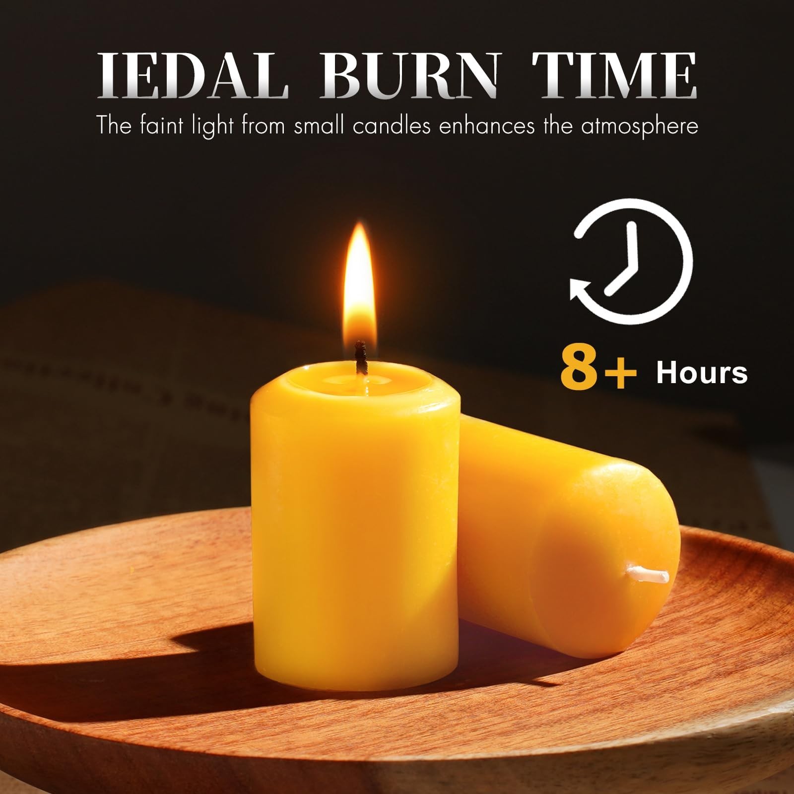 Bulk Beeswax Votive Candles 24 Pack | 8+ Hour Burn, Non-Toxic, Unscented, Lead-F