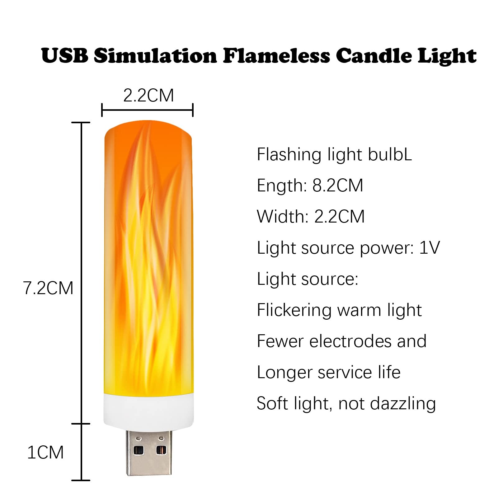 USB LED Flame Effect Light USB Flame Candle Bulb Flameless Tea Lights Candles…