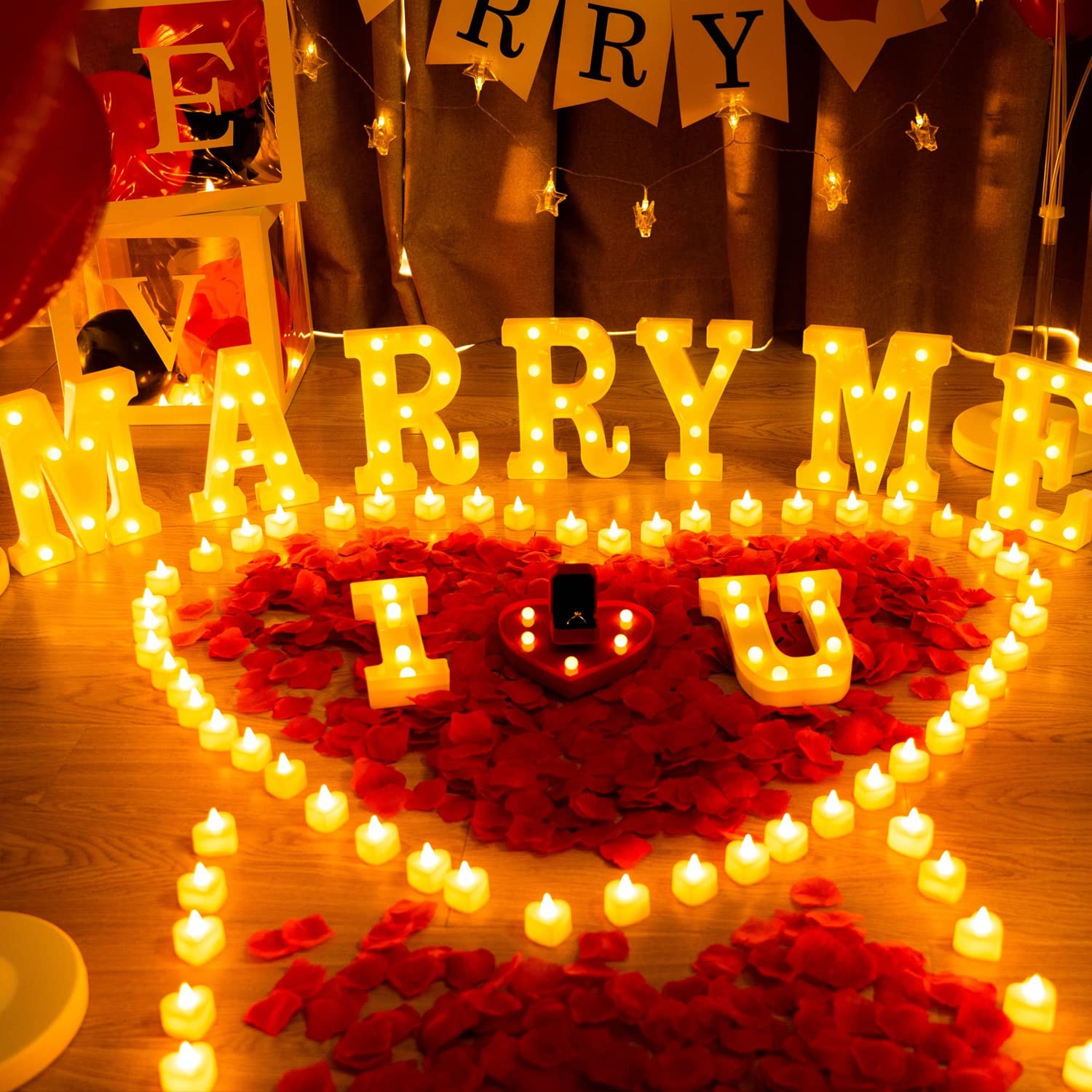 Homemory Marry Me Light Up 7.1″D x 1.4″W x 8.1″H, 2- MARRY ME Sign Kit