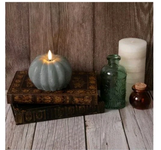 2026 Viral Hobby Lobby Pumpkin Candle LED Battery Flame Fall GREEN