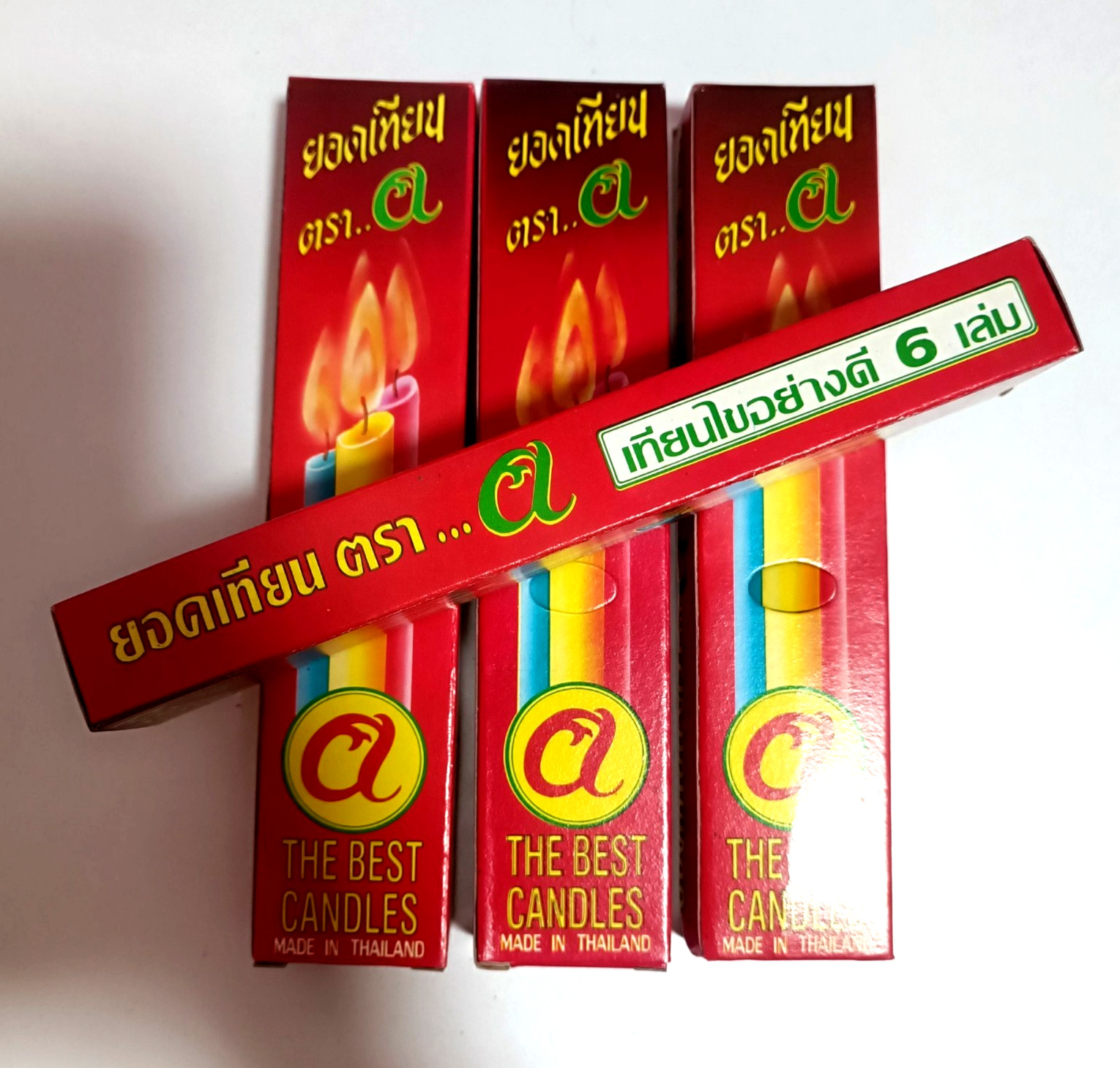 Candles for worshiping Buddha Thai yellow beeswax 24 sticks 4 box