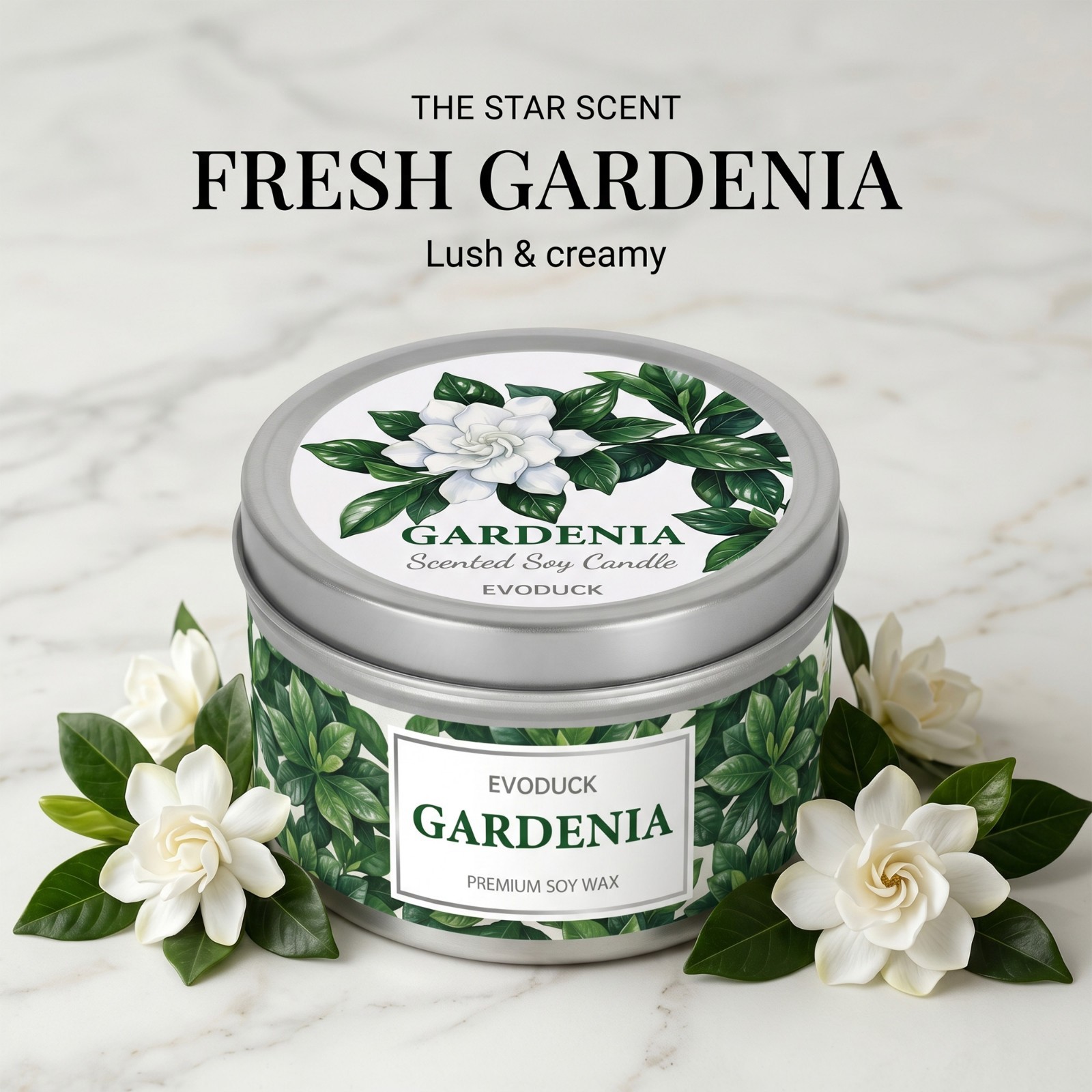 2 Pack Gardenia Scented Candle Soy Floral Home Fragrance Gift for Her Aroma