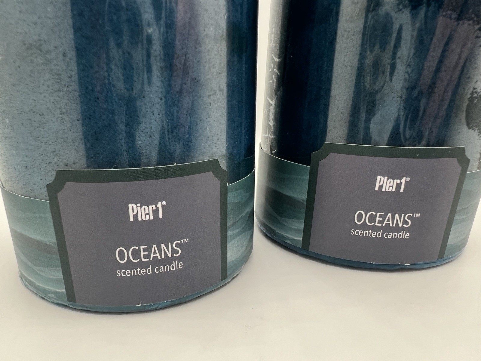 Set Of 2 Pier 1 Imports OCEANS Scented Pillar Candle 3×6 •NEW• Sealed• D/C