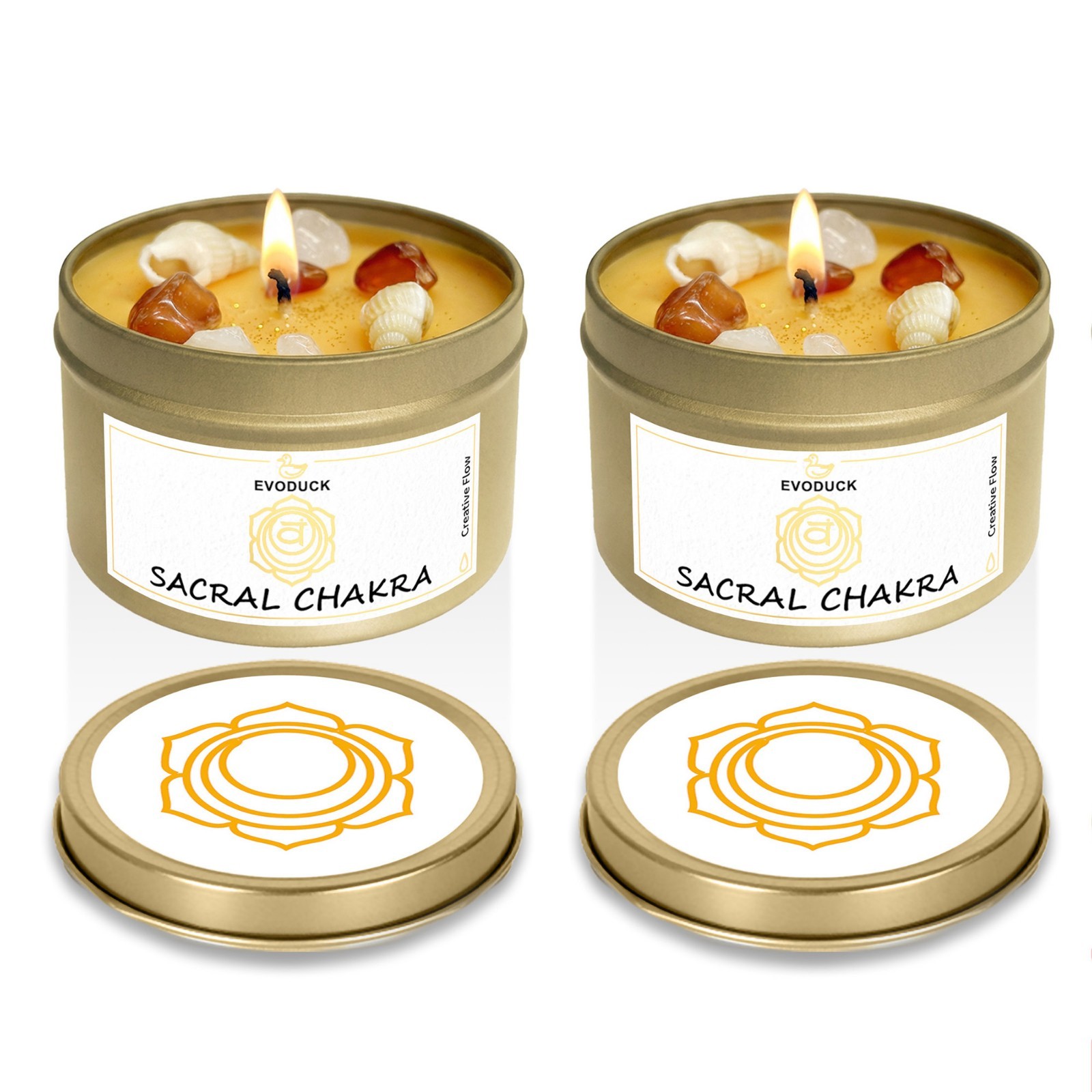 2 Pack Sacral Chakra Crystal Candle Carnelian Reiki Meditation Energy Healing