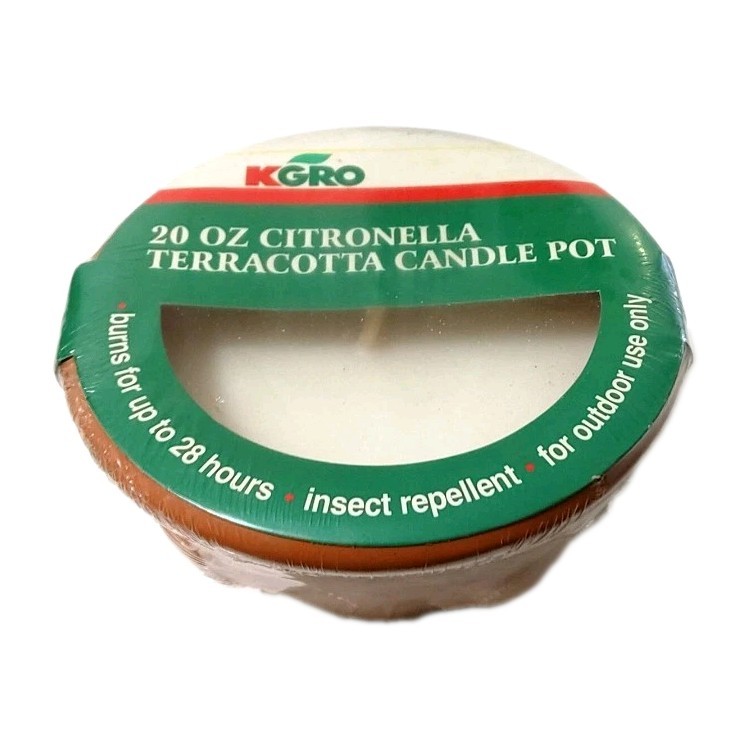 KGRO Citronella Terracotta Candle Pot /28 Burning Hours/20oz/New