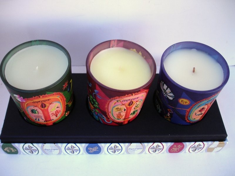 Diptyque 3 Candles Holiday Lucky Charms 2109 Amber, Pine, Flora Fortuna SET 3