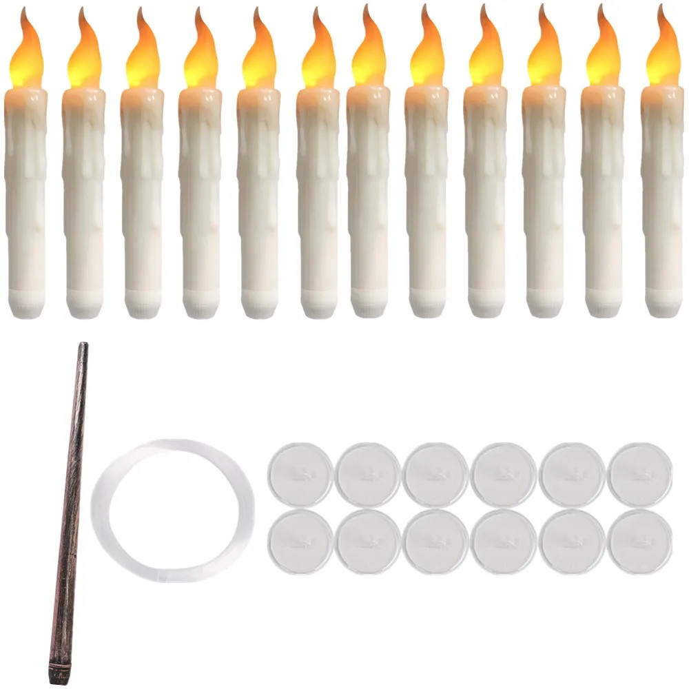 Halloween LED Floating Candles with Magic Wand Remote Battery Operated Potter Fl