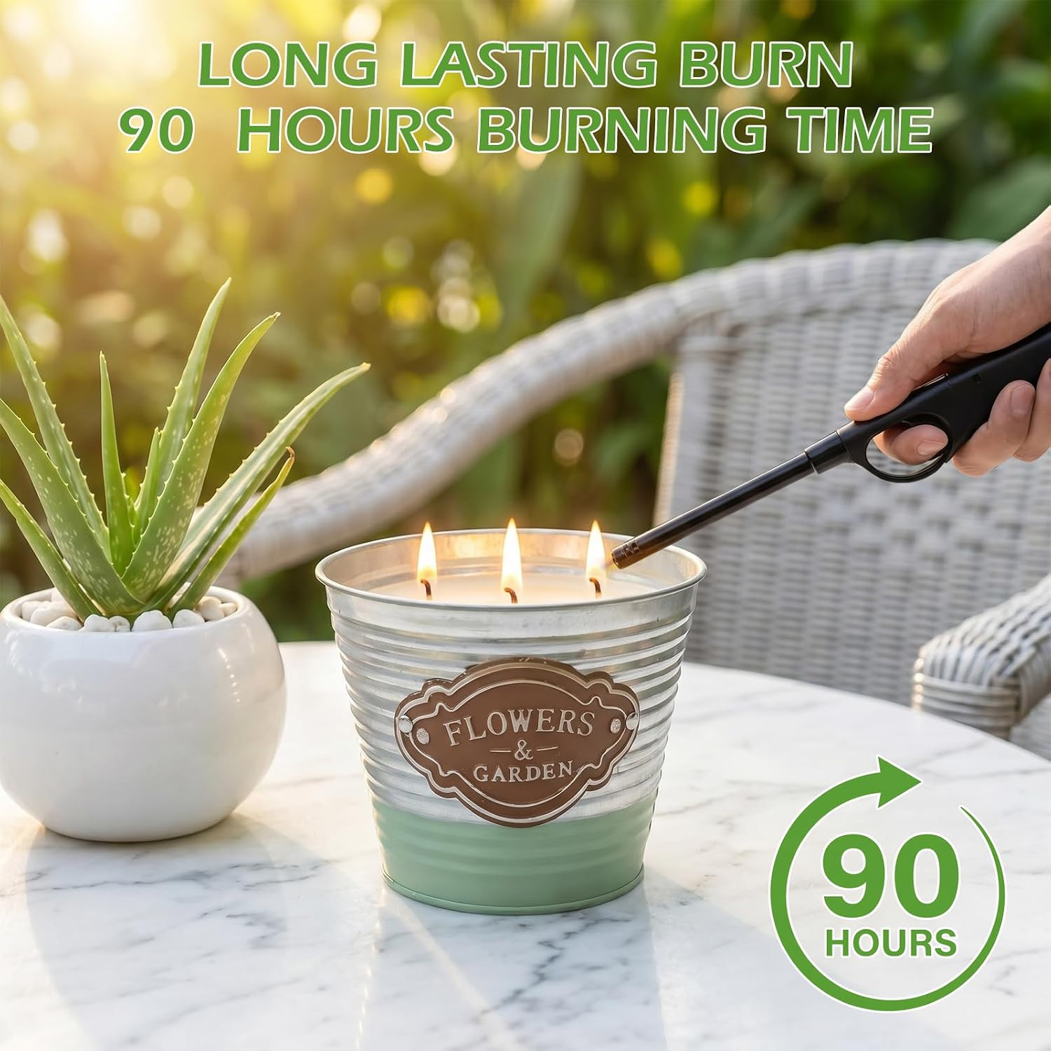 Citronella Candles Outdoor,3-Wick Large Citronella Candles,2 Pack | Natural Soy