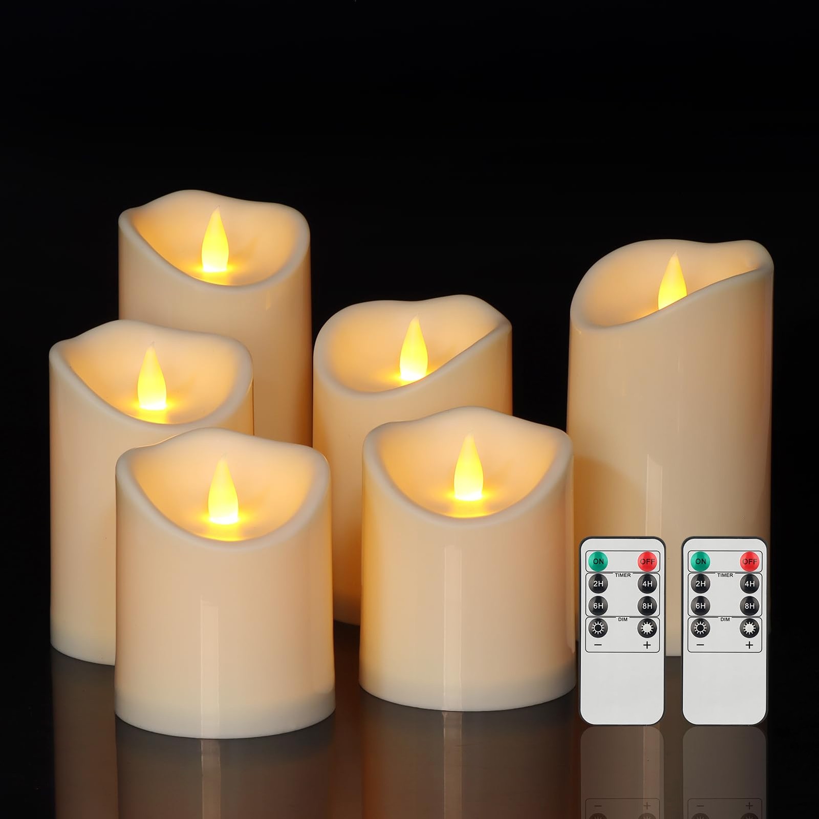 Flameless Candles Set of 6, Realistic Pillars with Cozy Climbing Flame Effect…
