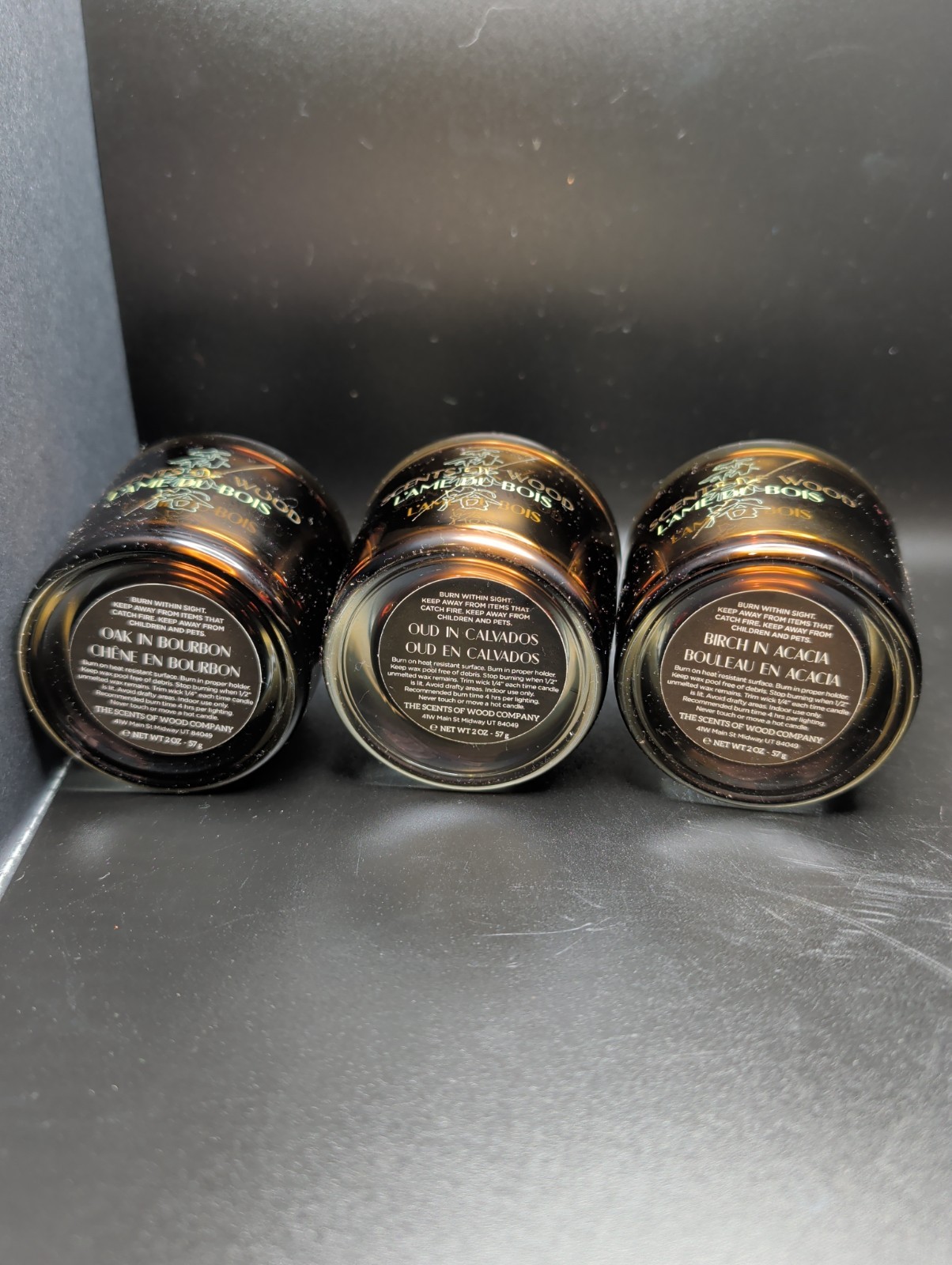Scents Of Wood 2oz Candle Set Of 3. Unique Scents Featuring Wood Characters.