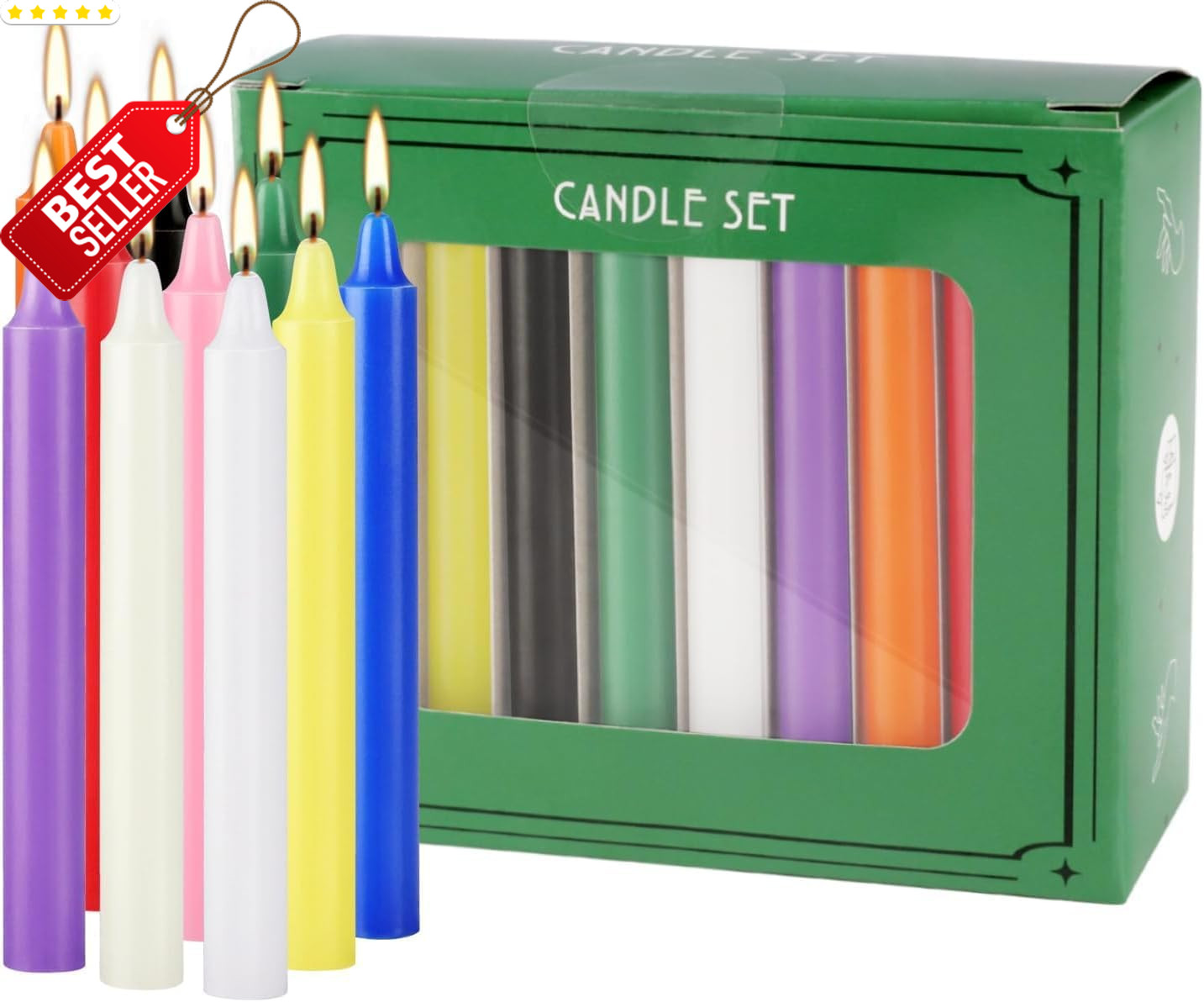 40 Pack Spell Chime Candles-4 Inch Multi-Colored Taper Candles Sticks-For Home D