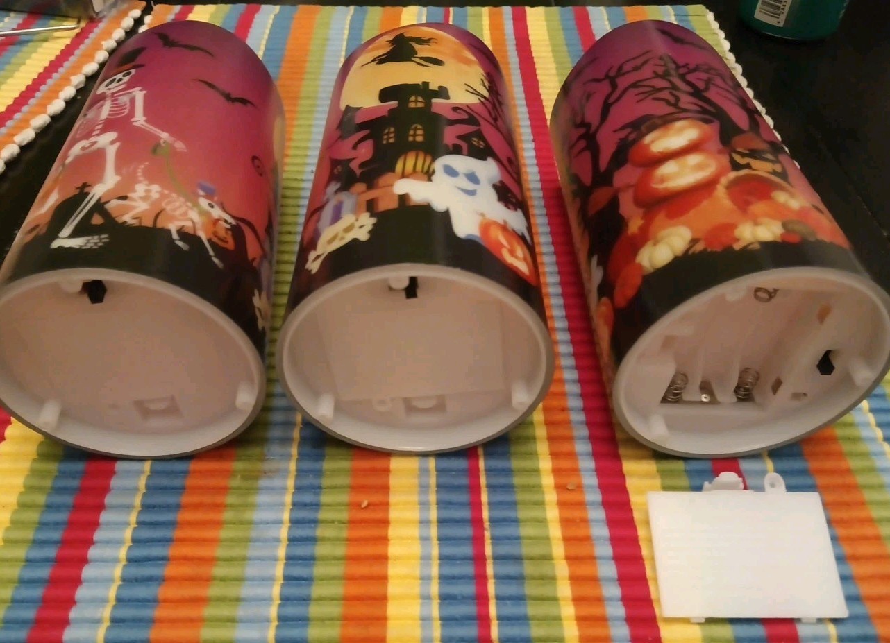 Three Pack FUN Halloween Themed Flameless Candles FRESH AAA BATTERIES INCLUDED