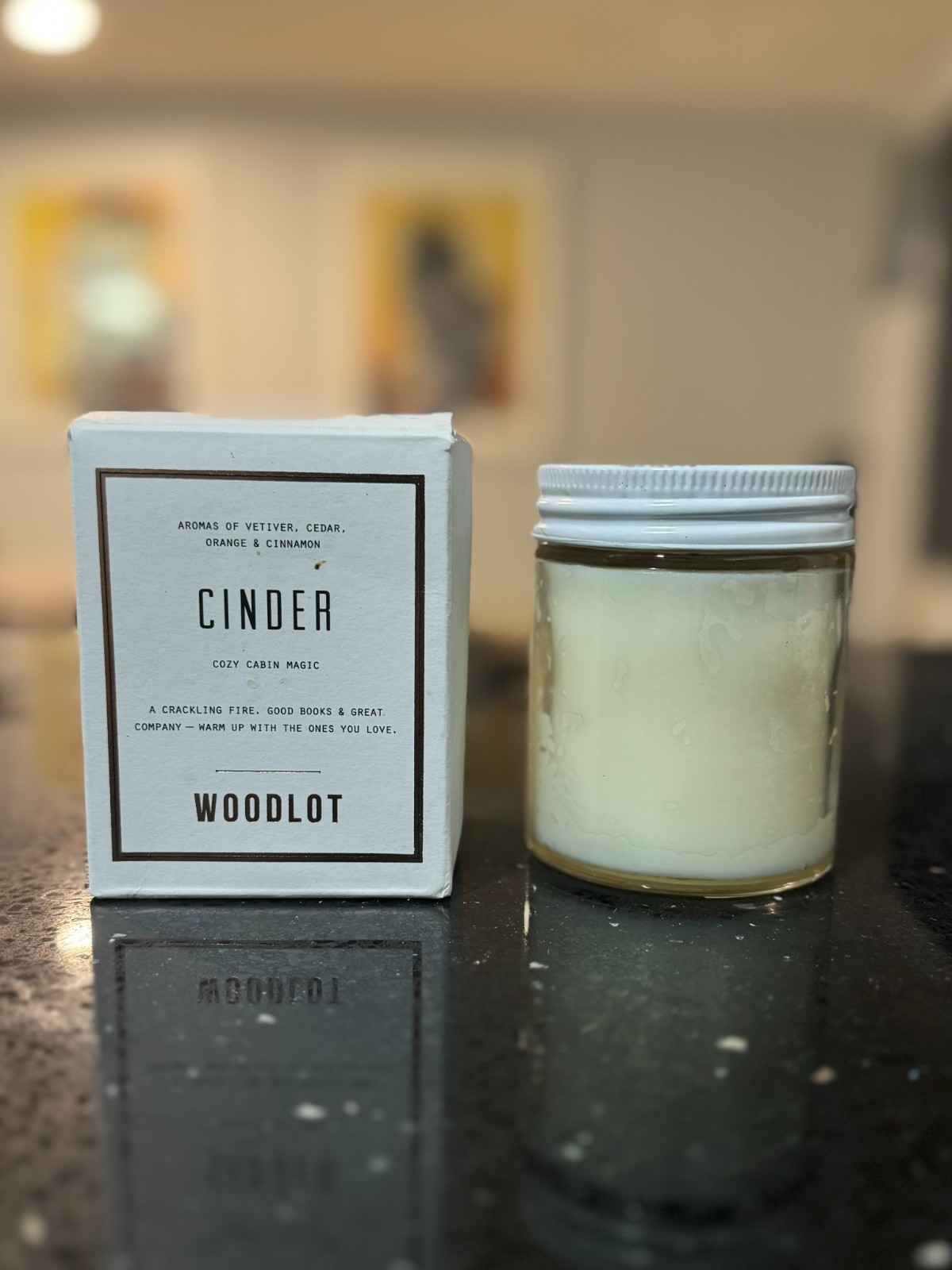 Woodlot Cinder Coconut Wax Candle Vetiver, Cedar, Orange & Cinnamon 8 oz