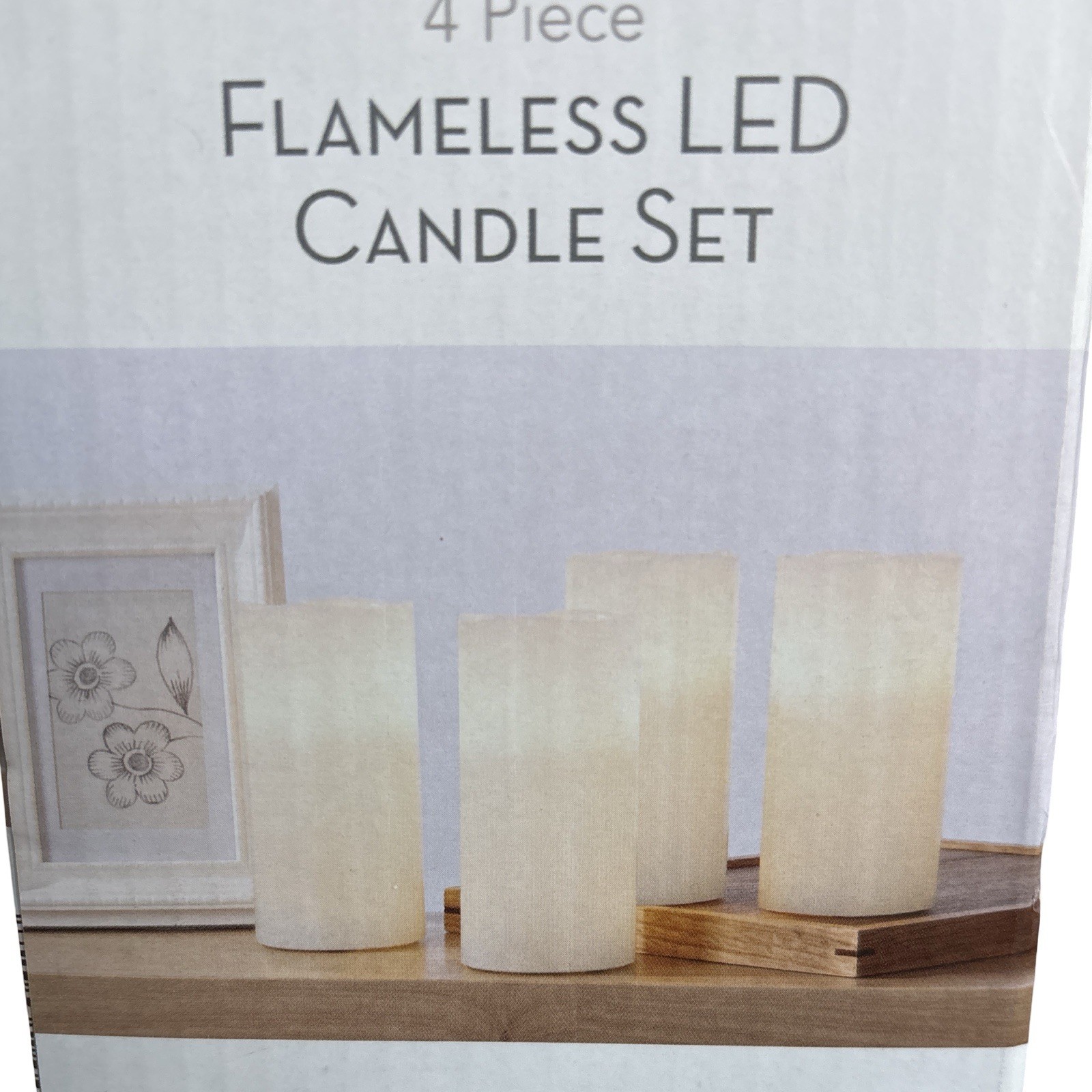 Kirkton House 4 Pc White Flamless LED Vanilla Scent Candle Set Christmas Holiday
