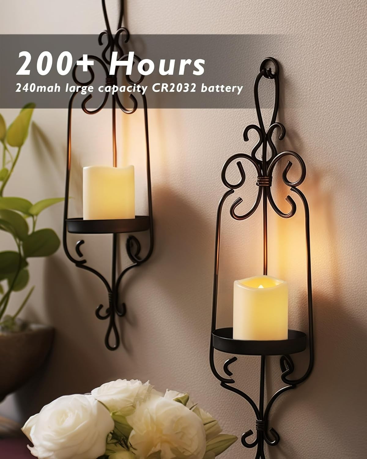 12-Pack Flameless Votive Candles – 200+ Hours of Warm White Illumination