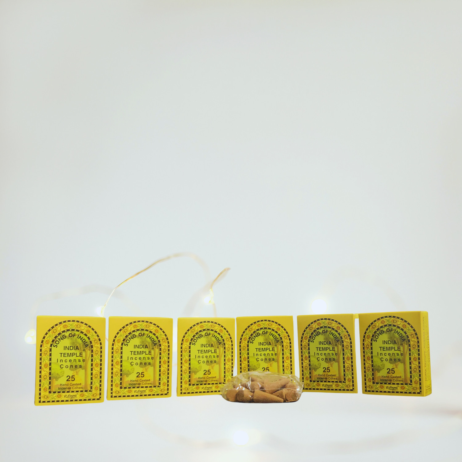 India Temple Incense Cones (Song of India) 6 Pack x 25 Cones, 150 Total Aromatic