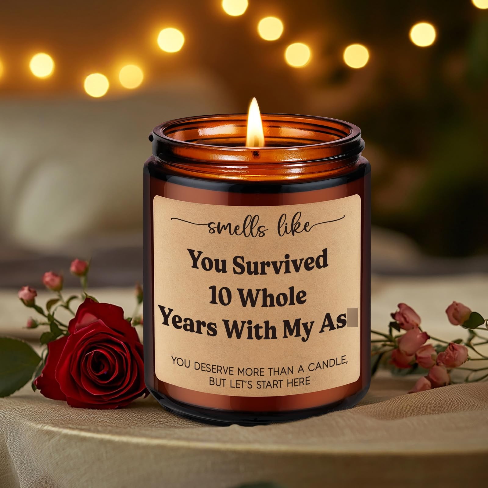 10-Year Tin Anniversary Scented Candle Gift for Him Her Wife Husband