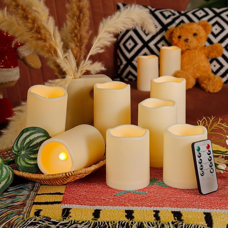 Realistic Flameless LED Candles Outdoor Waterproof W/ Remote Timer Home Decor US