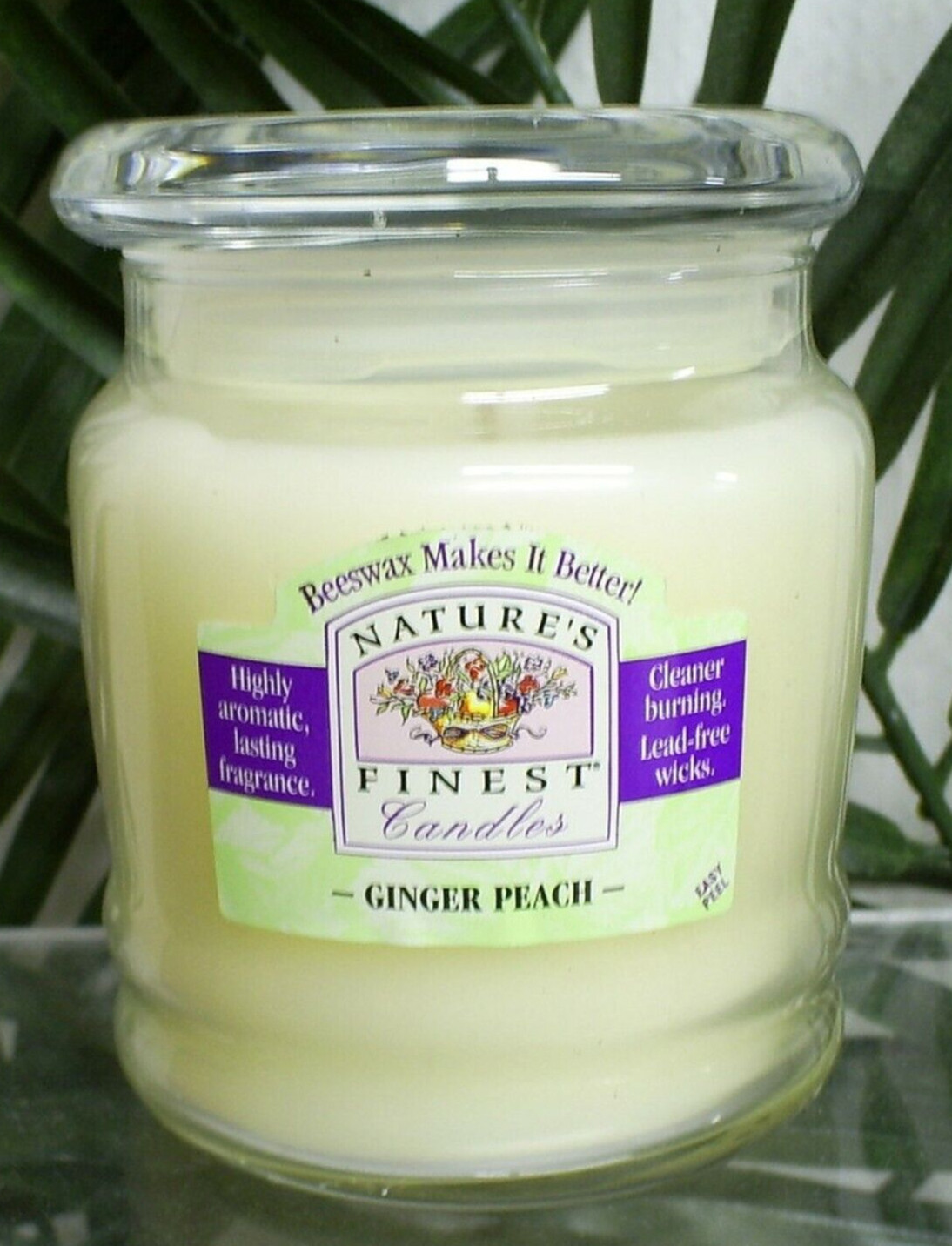 Scented Candles 3-Pack 9oz Jars Ginger Peach Beeswax Blend Nature’s Finest
