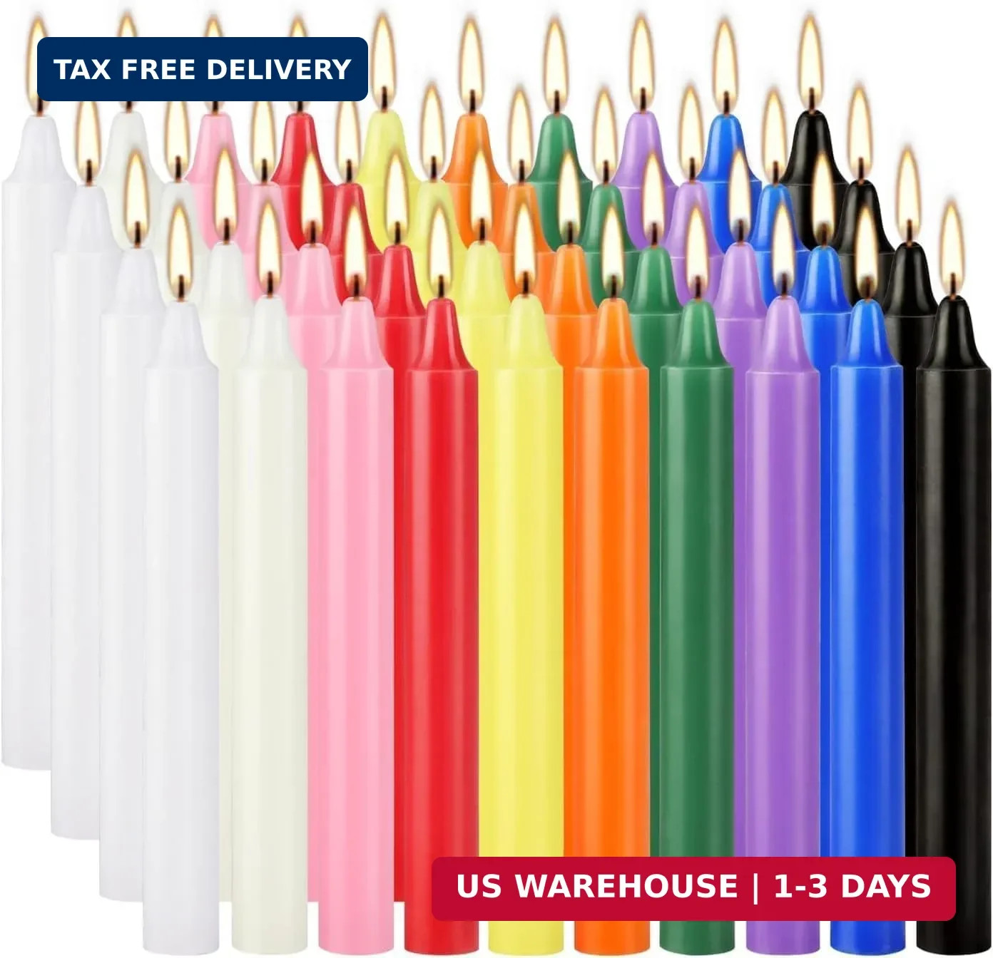 40 Pack Assorted Color Spell Chime Candles, 4 Inch Mini Taper Candles for Home D