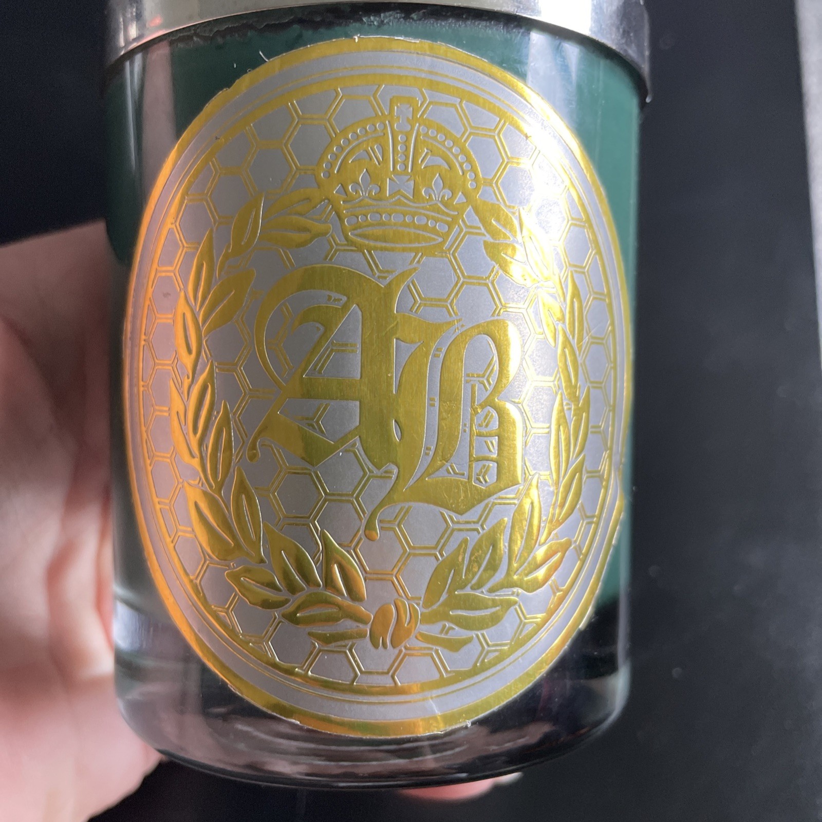HTF Vintage Rare Archipelago Botanical Gold Crown Candle Green Holiday Scent