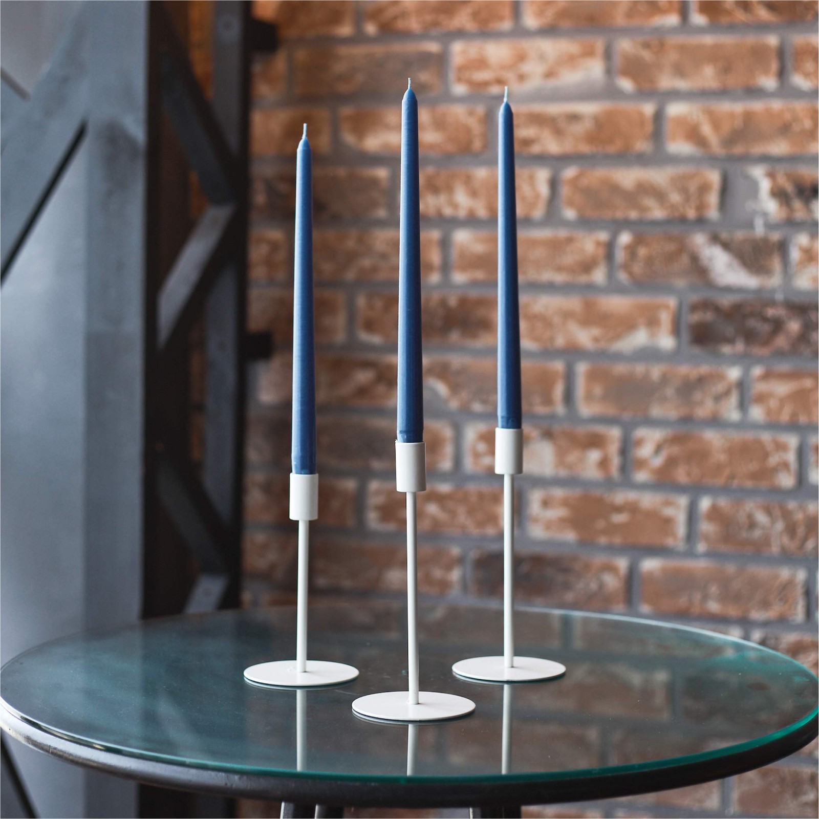 4 PCS Dark Blue 8 Inch Taper Candle Dripless Smokeless 6 Hour Candlesticks