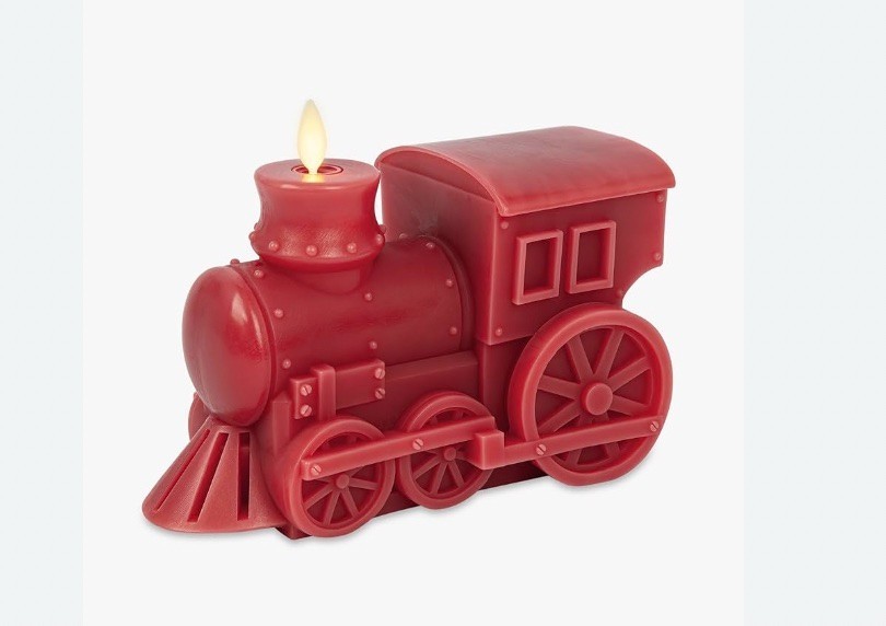 New in Box Luminara Pottery Barn Flameless Red Train Candle Holiday Christmas