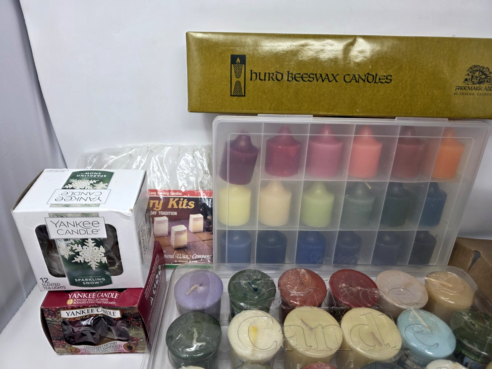 Large Vintage Candle Lot Yankee Candle Votives Tarts Tea Lights Hurd Beeswax