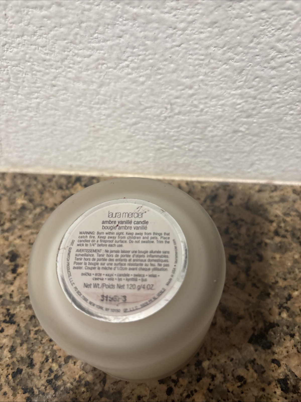 Rare | Laura Mercier 4 Oz. / 120g Scented Candle AMBRE & VANILLE Vanilla READ