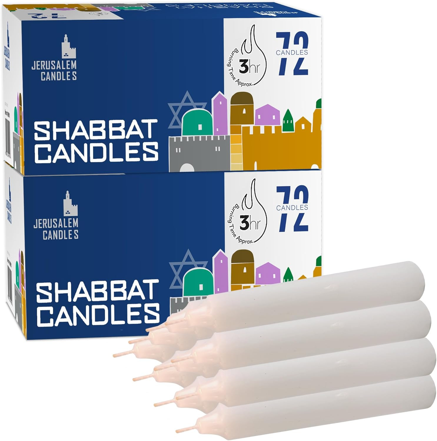 – Traditional Shabbos Candles – 3 Hour – 2-Pack X 72 Candles (144 Candles)