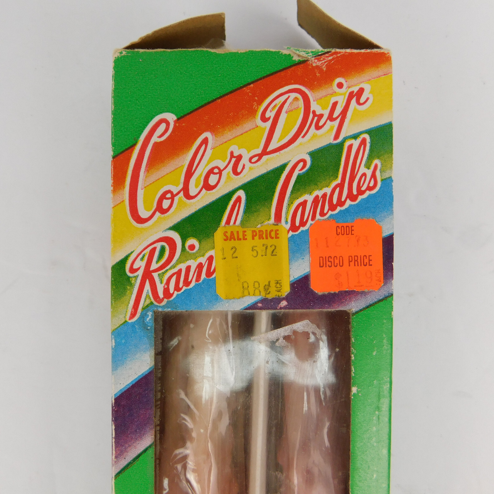 Vintage COLOR DRIP RAINBOW CANDLES – 2 pack of 12 Inch -Hong Kong NOS