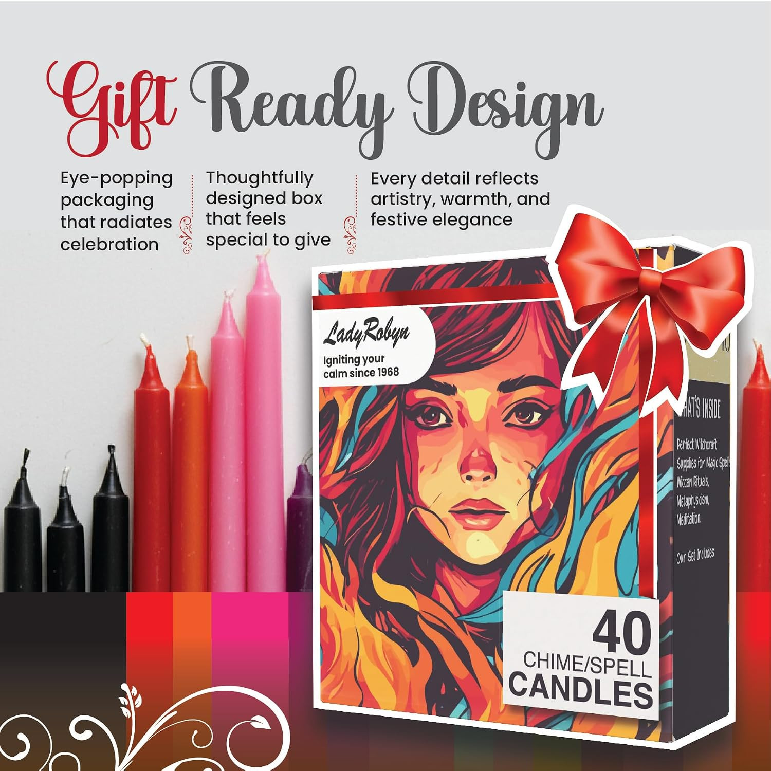 40 Pack Spell Chime Candles-4 Inch Multi-Colored, Candle – for Home Decor Kitche